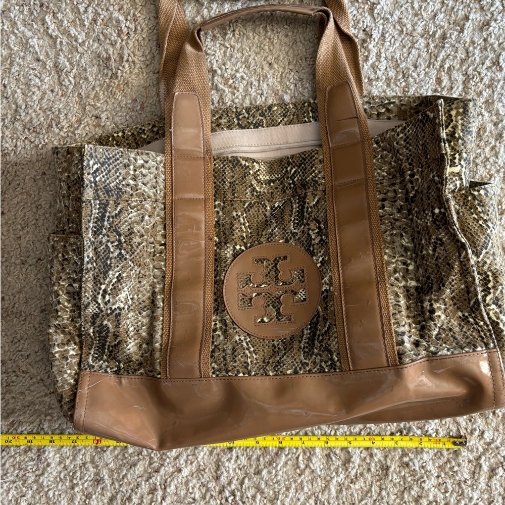 Tory Burch Brown Camouflage Tote Bag